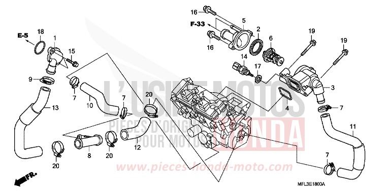 THERMOSTAT von CBR1000RR "Fireblade" PEARL SIREN BLUE-A (PB123EA) von 2009